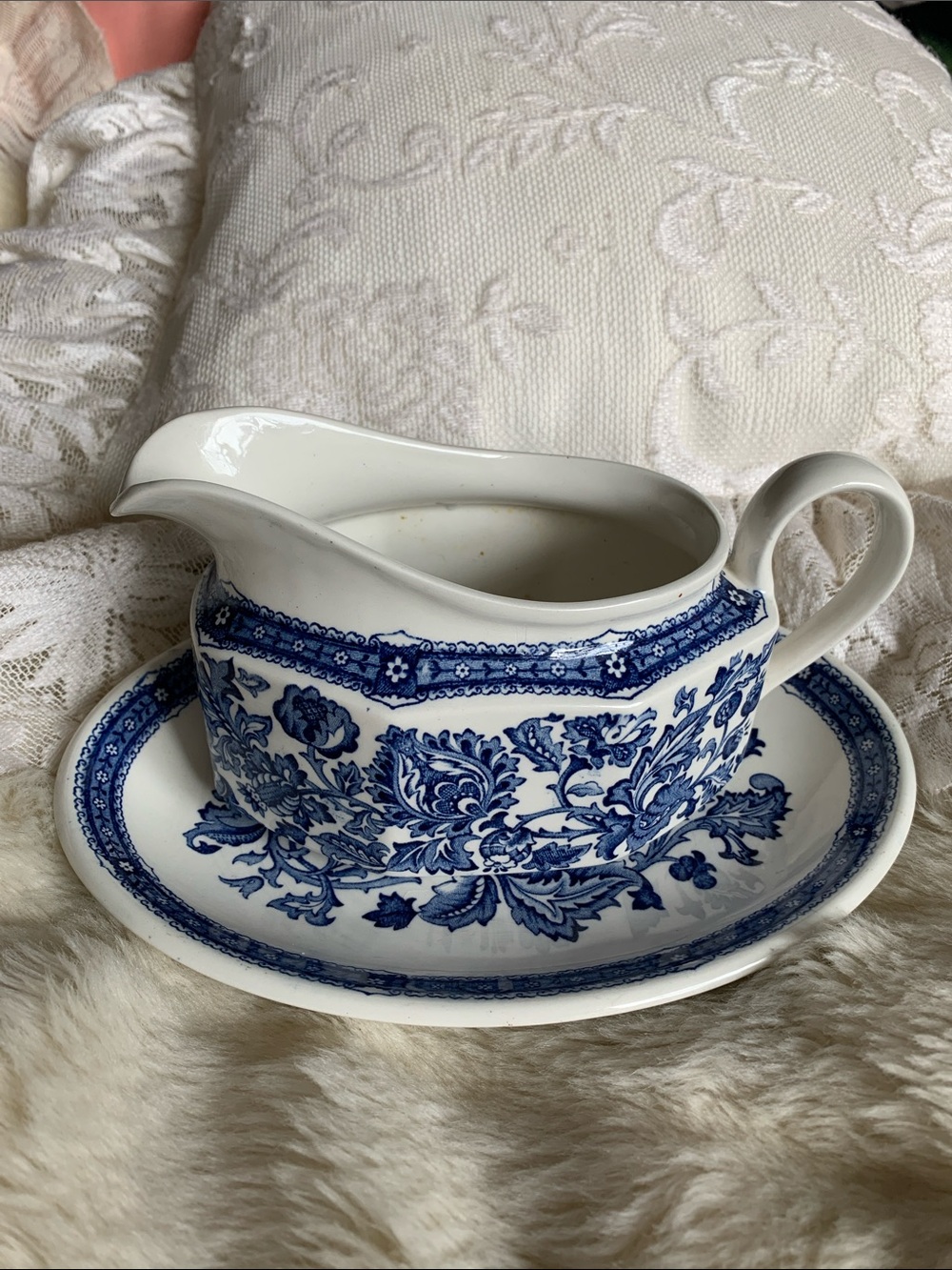 Vintage Ridgeway ironstone Jacobean creamer and dish set